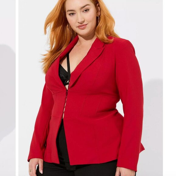 Torrid Size 6 Studio Refined Crepe Corset Red Blazer - Picture 2 of 12